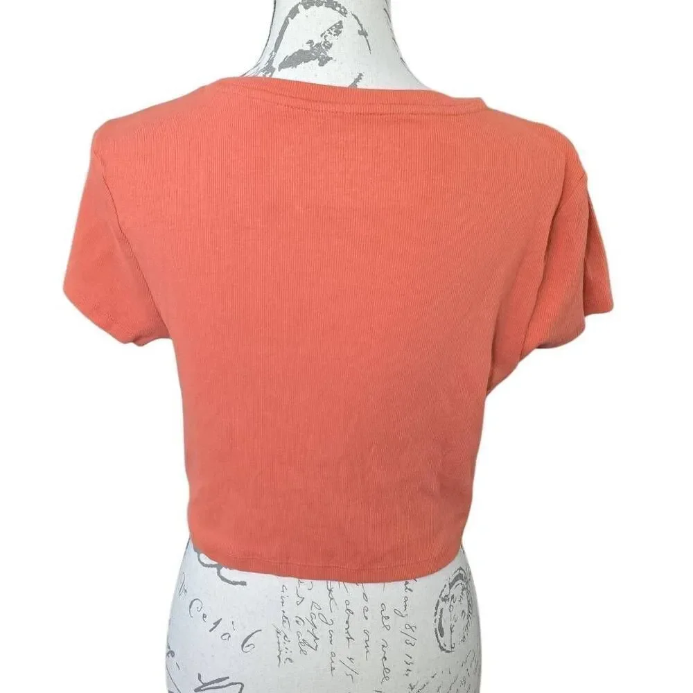 Aeropostale Women's Size XL Orange Ribbed Cowgirl Soft Cropped Baby Tee